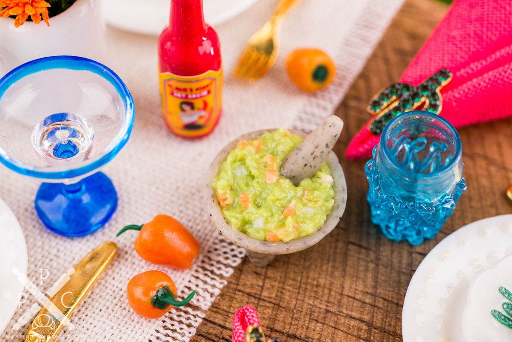 Dollhouse Miniature Guacamole in Molcajete - Cinco de Mayo - 1:12 Dollhouse Miniature Mexican Food