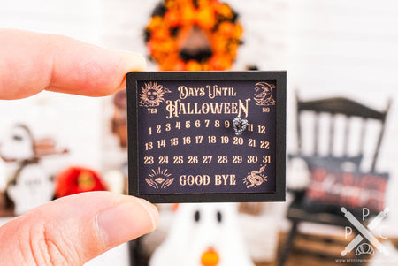 Dollhouse Miniature Halloween Countdown Sign - Ouija Style