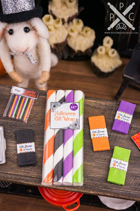 Dollhouse Miniature Halloween Gift Wrap Set - 1:12 Dollhouse Miniature - Halloween Miniatures