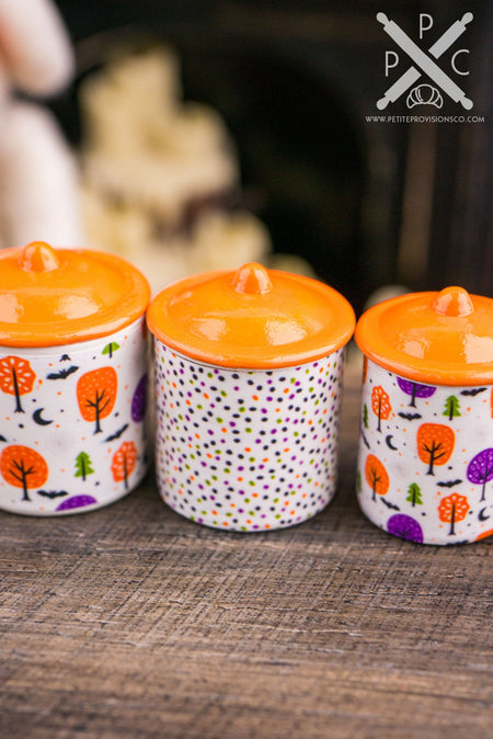 Dollhouse Miniature Halloween Canister Set of 4 - 1:12 Dollhouse Miniature - Halloween Miniatures