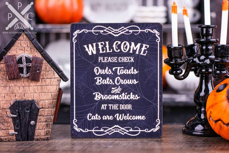 Dollhouse Miniature Halloween Welcome Sign - 1:12 Dollhouse Miniature Halloween Sign - Halloween Miniatures