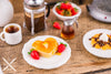 Dollhouse Miniature Heart Shaped Pancakes with Strawberries