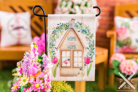Dollhouse Miniature Home Sweet Home Spring Garden Flag - 1:12 Dollhouse Miniature Garden Flag