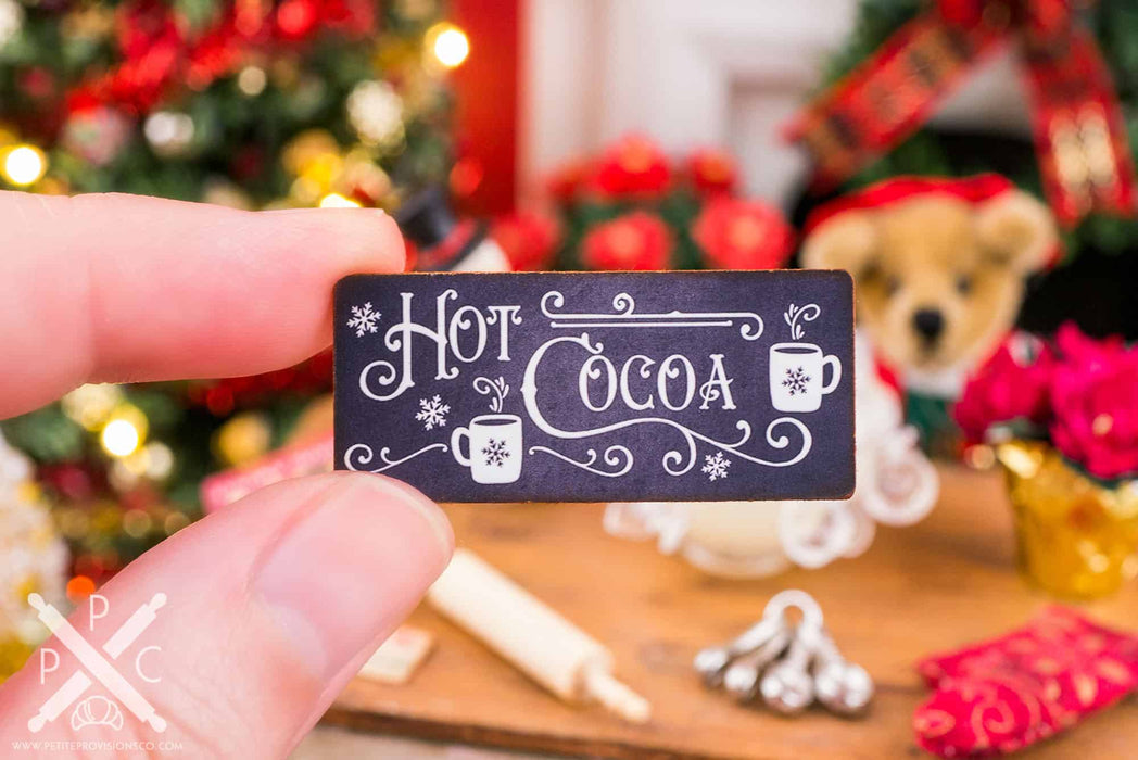 Dollhouse Miniature Hot Cocoa Chalkboard Sign - 1:12 Dollhouse Miniature Christmas Sign