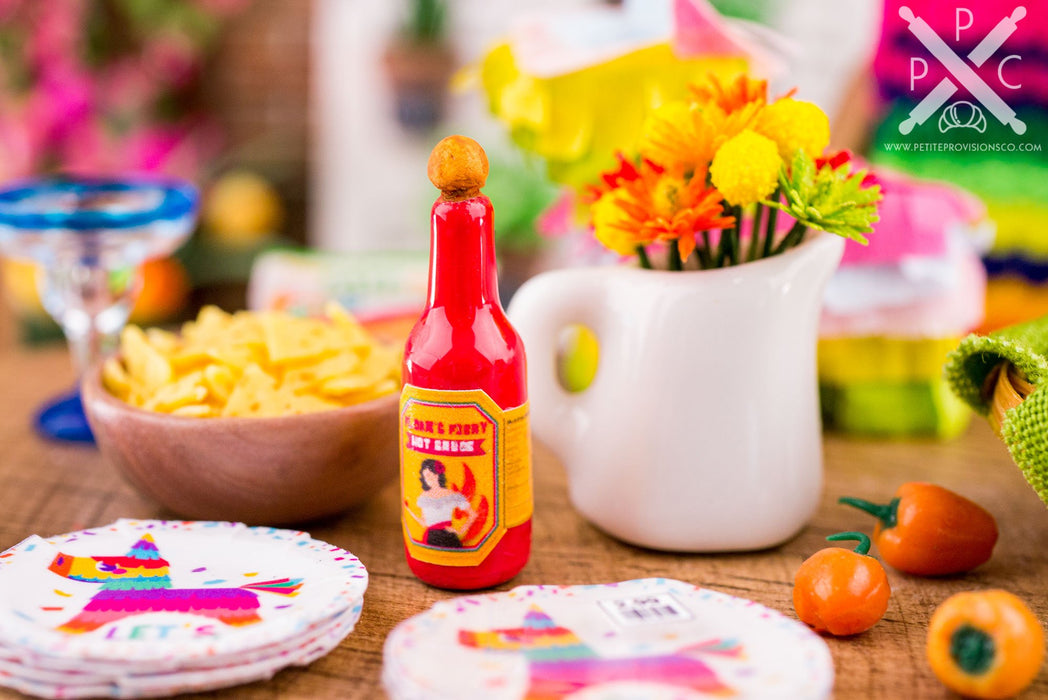 Dollhouse Miniature Hot Sauce Bottle - Cinco de Mayo - 1:12 Dollhouse Miniature Mexican Food