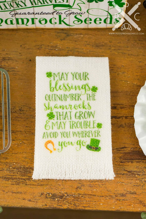 Dollhouse Miniature St. Patrick's Day Irish Blessing Tea Towel