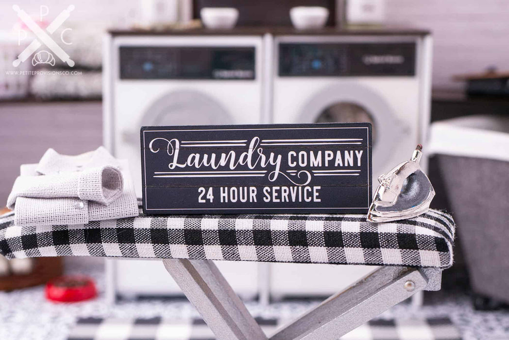 Dollhouse Miniature Farmhouse Laundry Company 24 Hour Service Sign - 1:12 Dollhouse Miniature Laundry Room Sign