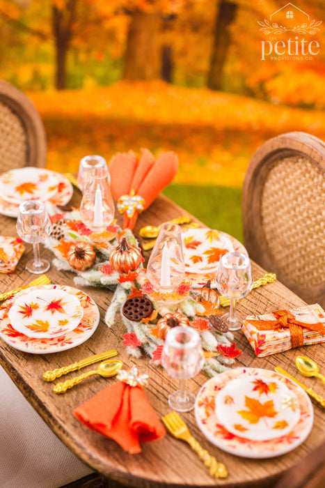 Autumn Leaves Thanksgiving Table Setting for 4