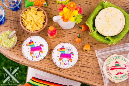 Dollhouse Miniature Cinco de Mayo Let's Fiesta Paper Plates Set - Decorative Spring Tableware - 1:12 Dollhouse Miniature Summer Decor