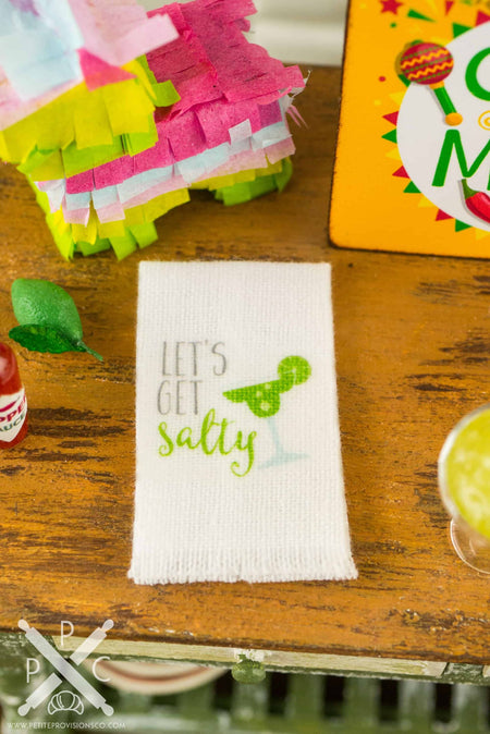 Dollhouse Miniature Let's Get Salty Margarita Tea Towel