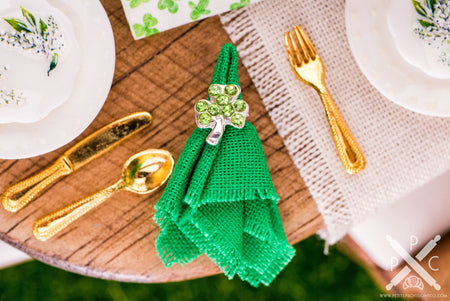 Dollhouse Miniature Light Green Shamrock Napkin Rings
