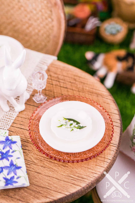 Dollhouse Miniature Lily of the Valley and Bluebell Decorative Plates - Small - Set of 4 - 1:12 Dollhouse Miniature Spring Plates