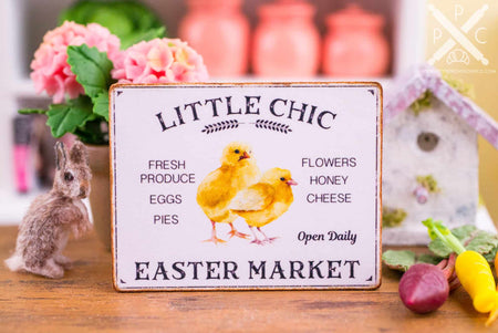 Dollhouse Miniature Little Chic Easter Market Sign - Decorative Easter Sign - 1:12 Dollhouse Miniature Easter Sign