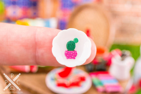 Dollhouse Miniature Cactus and Llama Decorative Plates