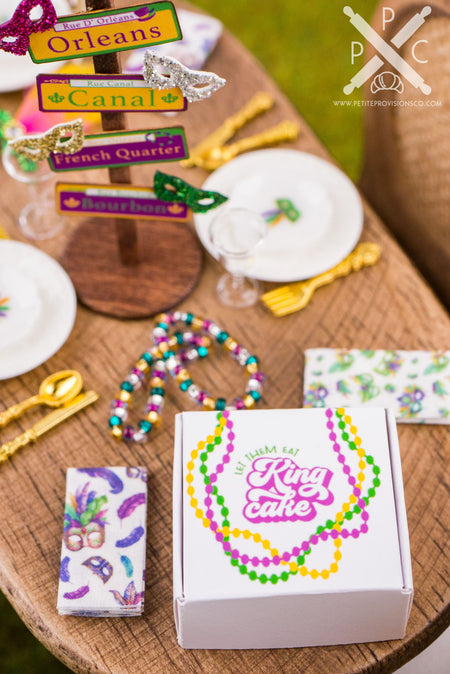 Dollhouse Miniature Mardi Gras King Cake in Bakery Box - 1:12 Dollhouse Miniature Cake