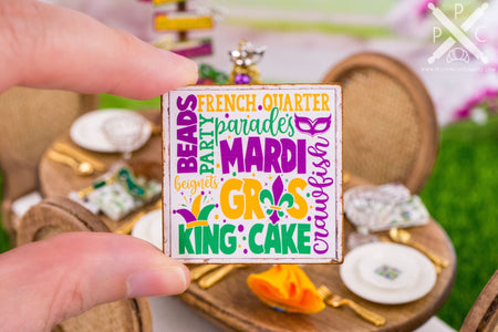 Dollhouse Miniature Mardi Gras Word Art Sign - Decorative Mardi Gras Sign - 1:12 Dollhouse Miniature Sign