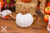 Dollhouse Miniature Metallic White and Bronze Autumn Pumpkin Teapot - 1:12 Dollhouse Miniature - Fall Miniatures