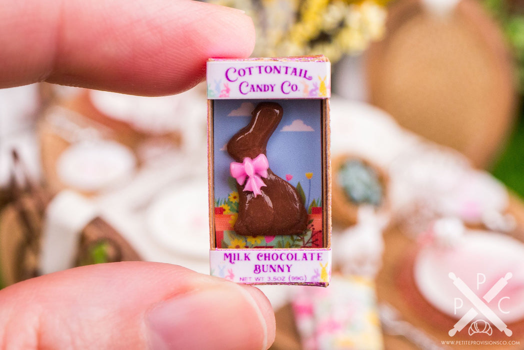 Dollhouse Miniature Milk Chocolate Bunny in Decorative Box