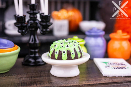 Dollhouse Miniature Halloween Monster Eyes Bundt Cake - 1:12 Dollhouse Miniature - Halloween Miniatures