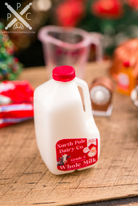 Dollhouse Miniature North Pole Dairy Co. Milk Half Gallon or Gallon - 1:12 Dollhouse Miniature Christmas Decoration