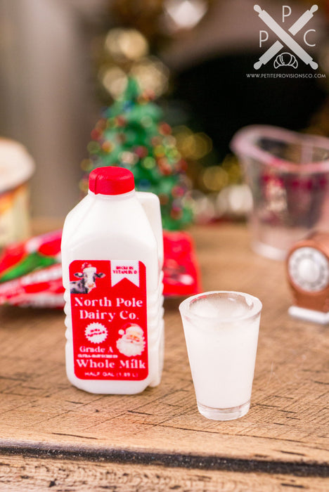 Dollhouse Miniature North Pole Dairy Co. Milk Half Gallon or Gallon - 1:12 Dollhouse Miniature Christmas Decoration