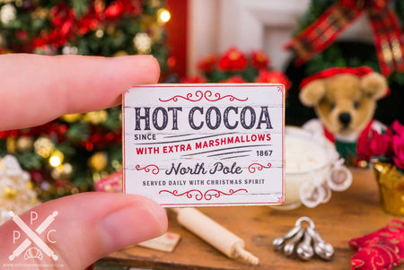 Dollhouse Miniature North Pole Hot Cocoa Sign - 1:12 Dollhouse Miniature Christmas Sign