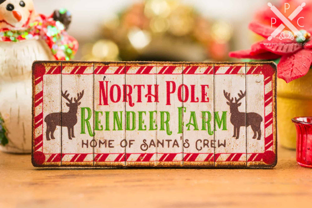 North Pole Reindeer Farm Sign