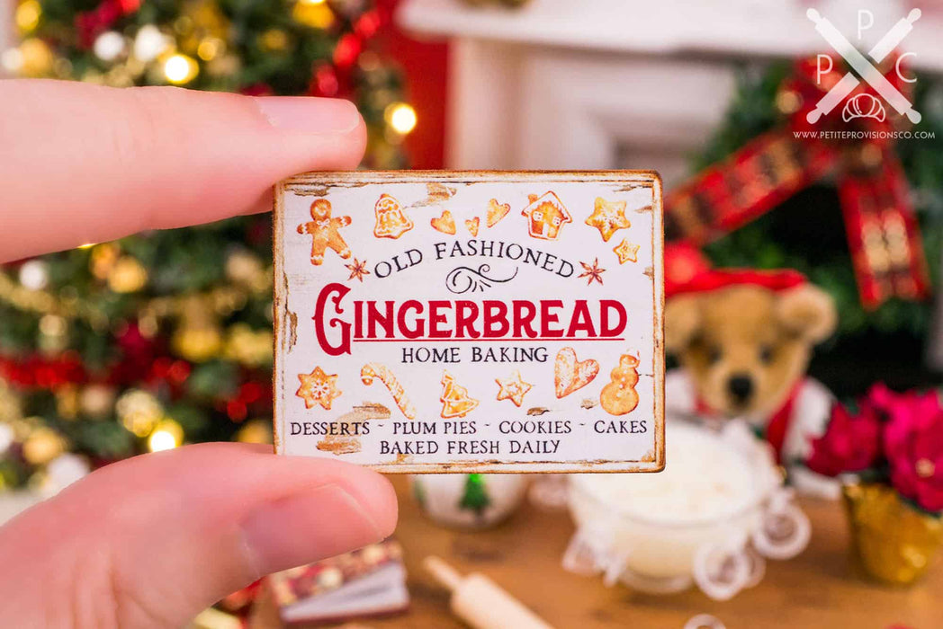 Dollhouse Miniature Old Fashioned Gingerbread Sign - 1:12 Dollhouse Miniature Christmas Sign