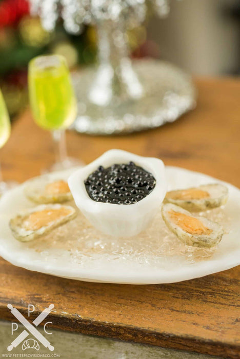 Raw Oysters on the Half Shell and Black Caviar Appetizer