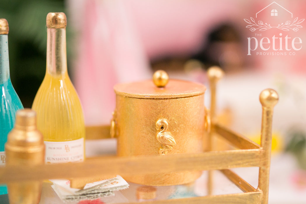 Palm Isle Gilded Ice Bucket & Tongs