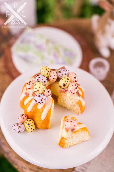 Dollhouse Miniature Easter Robin's Egg Bundt Cake with Candy Eggs - 1:12 Dollhouse Miniature - Miniature Easter