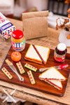 Dollhouse Miniature Peanut Butter & Jelly Lunch Prep Board - 1:12 Dollhouse Miniature School Lunch