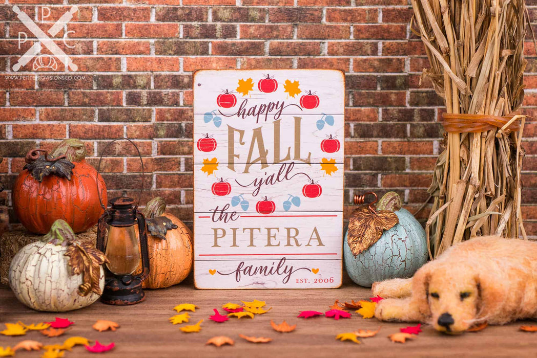 Dollhouse Miniature Personalized Happy Fall Y'all Porch Sign - 1:12 Dollhouse Miniature Autumn Sign - Fall Miniatures