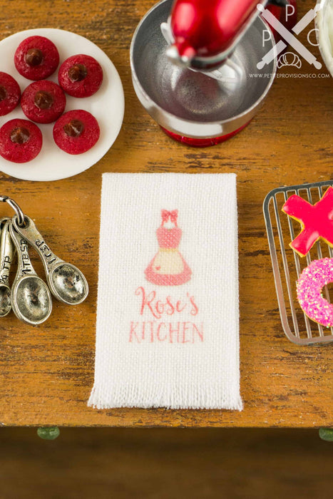 Personalized Pink Apron Kitchen Tea Towel