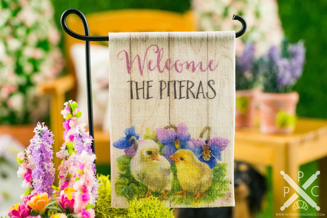 Personalized Welcome Chicks Spring Garden Flag