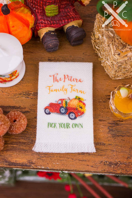 Dollhouse Miniature Personalized Family Farm Pumpkin Truck Tea Towel - 1:12 Dollhouse Miniature - Fall Miniatures