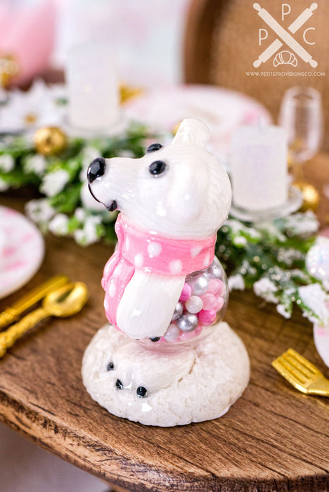 Polar Bear Candy Jar - OOAK Christmas Collectible