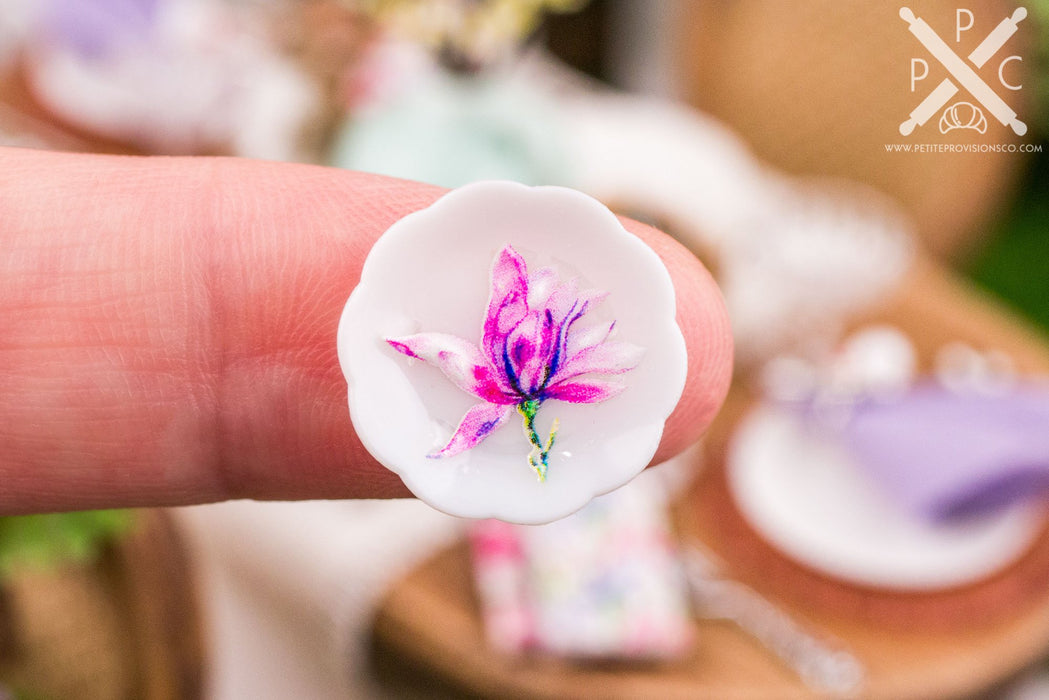 Pink and Purple Floral Decorative Plates - Small - Set of 4