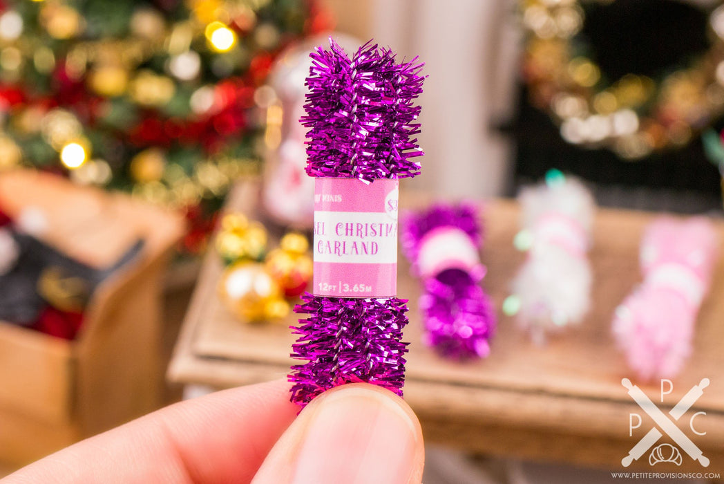 Pink White Purple Christmas Tinsel Garland Set