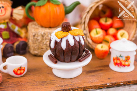 Dollhouse Miniature Pumpkin Bundt Cake - 1:12 Dollhouse Miniature - Fall Miniatures