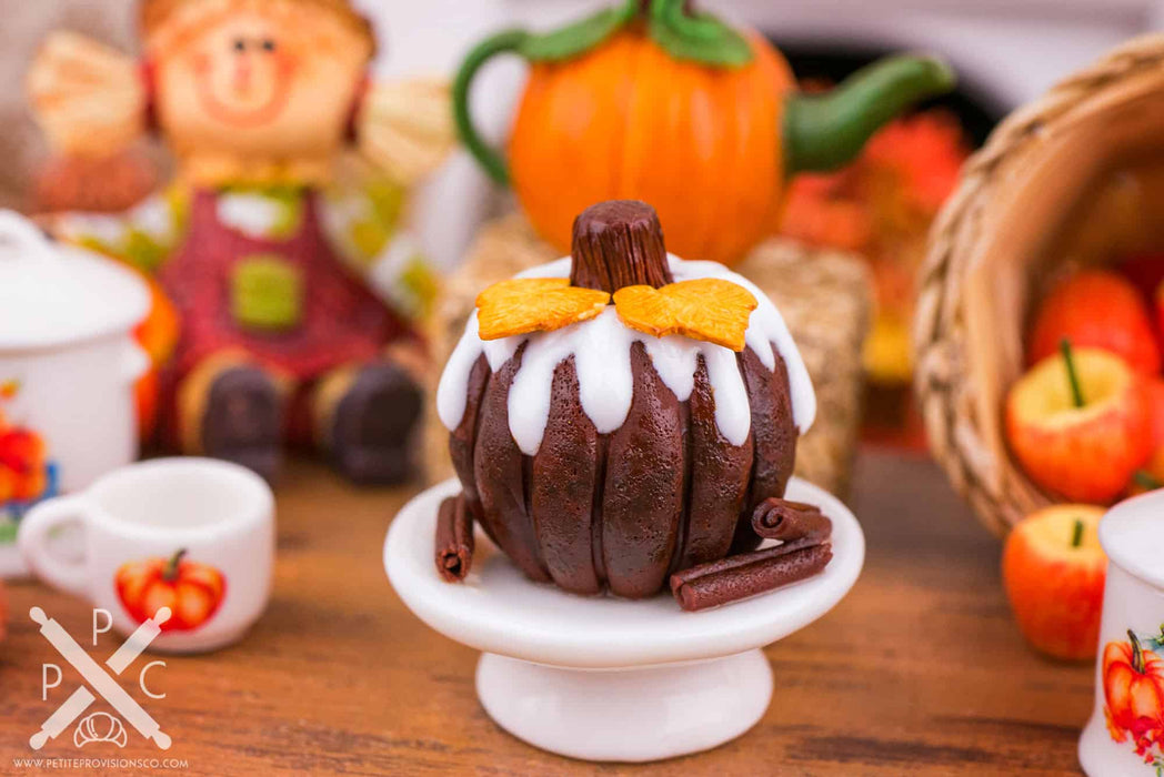 Dollhouse Miniature Pumpkin Bundt Cake - 1:12 Dollhouse Miniature - Fall Miniatures