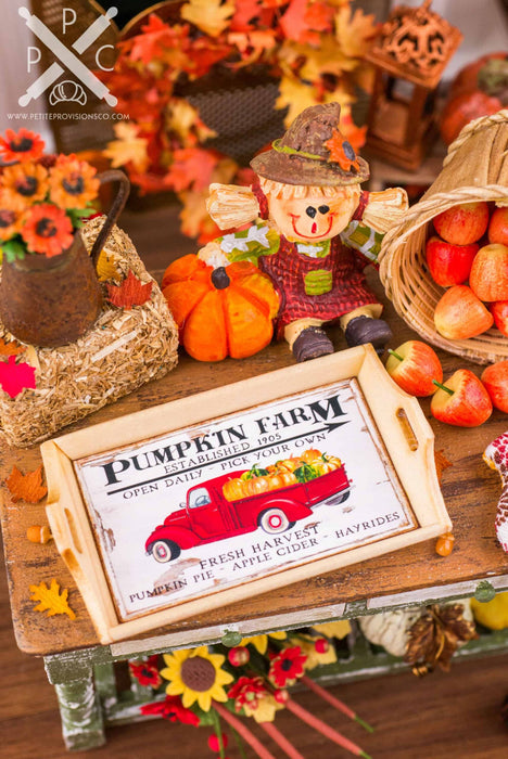 Dollhouse Miniature Autumn Themed Wood Serving Tray - 1:12 Dollhouse Miniature Fall Decor - Various Designs