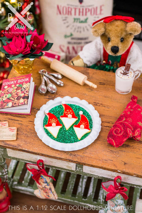 Red Christmas Gnome Cookies on Tray