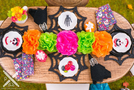Dollhouse Miniature Dia De Los Muertos Decorative Plates - Large - Set of 4 - 1:12 Dollhouse Miniature Day of the Dead Plates