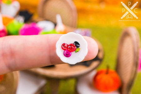 Dollhouse Miniature Dia De Los Muertos Decorative Plates - Small - Set of 4 - 1:12 Dollhouse Miniature Day of the Dead Plates
