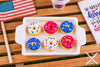 Dollhouse Miniature Red White and Blue 4th of July Doughnuts - Half Dozen Loose Doughnuts - 1:12 Dollhouse Miniature Doughnuts