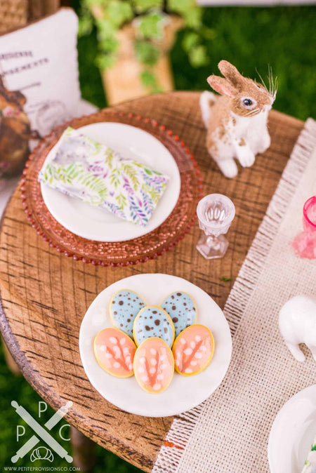 Dollhouse Miniature Easter Robin's Egg and Pussy Willow Iced Cookies on Plate - 1:12 Dollhouse Miniature - Miniature Easter