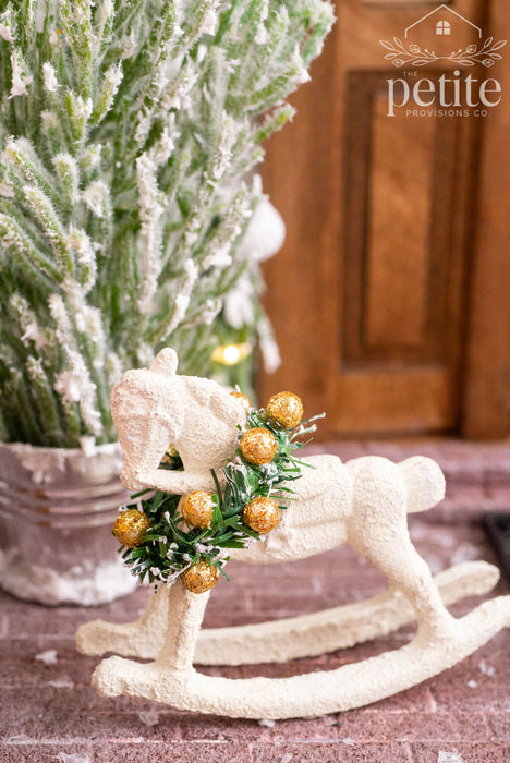 Rustic Rocking Horse with Holiday Garland