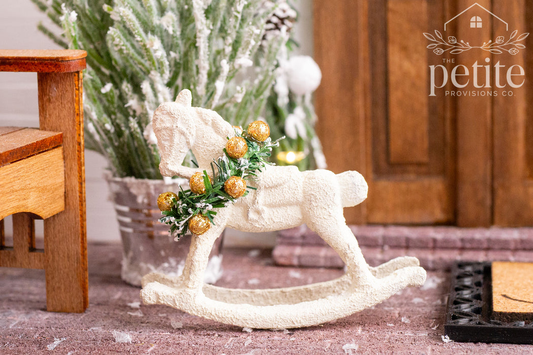 Rustic Rocking Horse with Holiday Garland
