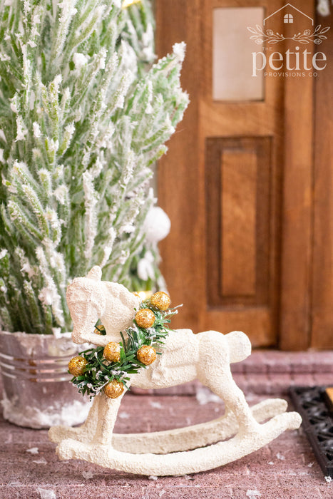 Rustic Rocking Horse with Holiday Garland